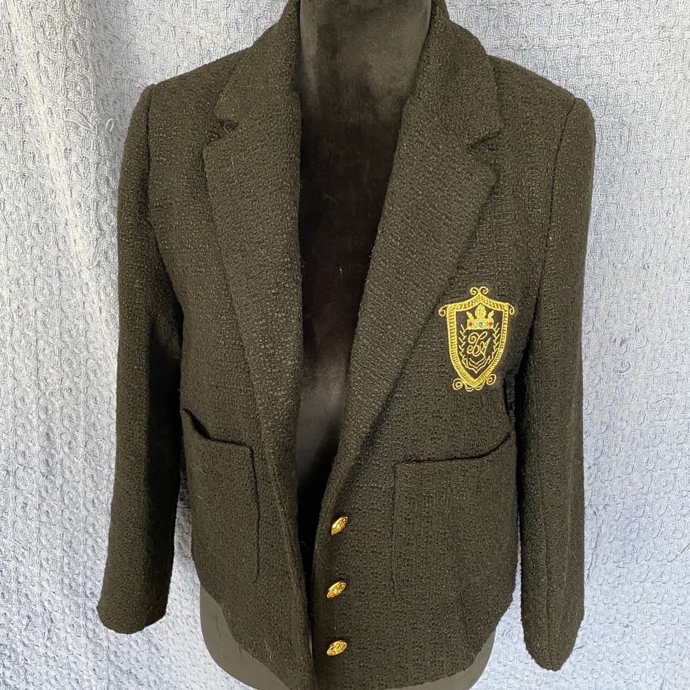 Black Textured Cropped Blazer